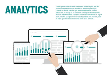Fototapete - Vector illustration of Data analysis business information research solution concept with 