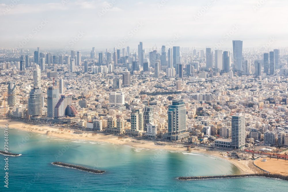 Tel Aviv skyline Israel beach aerial view photo city sea