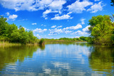 The beautiful Tisza lake with a nice reflection on the water