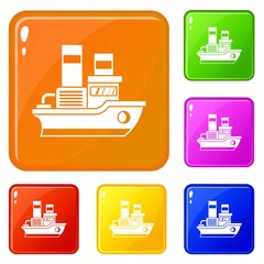 Wall Mural - Small ship icons set collection vector 6 color isolated on white background