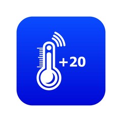 Poster - Thermometer icon blue vector isolated on white background