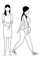 Poster - casual people cartoon black and white