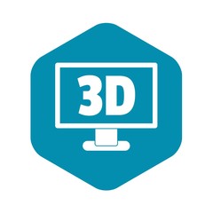 Poster - Computer monitor with 3d inscription icon in simple style isolated vector illustration