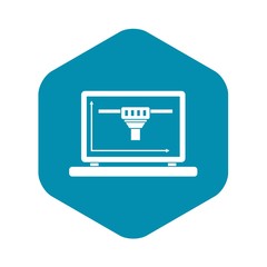 Poster - Laptop with 3D design icon in simple style isolated on white background vector illustration