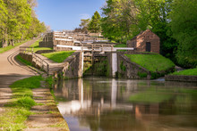 Bingley Five Rise Locks On The Leeds And Liverpool Canal Raise The Waterway 60 Feet. They Were Built In 1774.