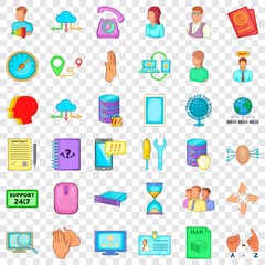 Poster - Support icons set. Cartoon style of 36 support vector icons for web for any design
