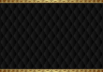 black background with vintage pattern and golden border