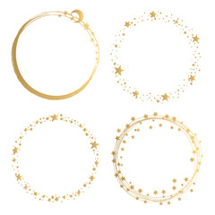 Wall Mural - Set of Golden Starry Round Frames