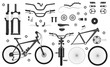 Road bicycle parts and accessories silhouette set, elements for infographic and etc.