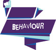 © Artur - Writing note showing Behaviour. Business photo showcasing way in which one acts conducts oneself especially towards others Quadrangular Abstract Shape Horizontal Graphic Megaphone