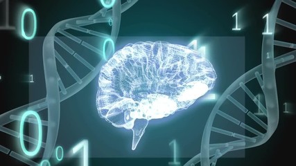Poster - Digital globe with DNA helix