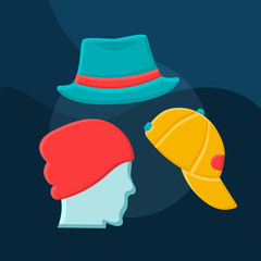 Poster - Hats flat concept vector icon