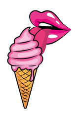 Sticker - Pop art ice cream cartoon