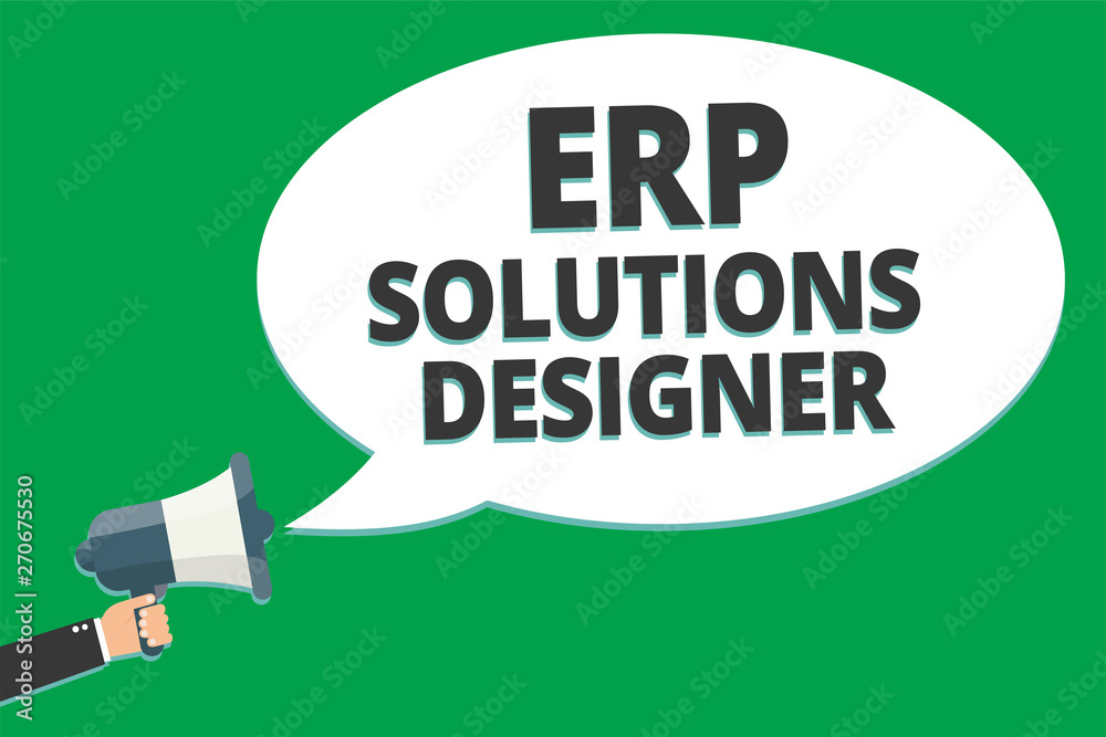 Handwriting text Erp Solutions Designer. Concept meaning elegant ...