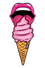 Sticker - Pop art ice cream cartoon