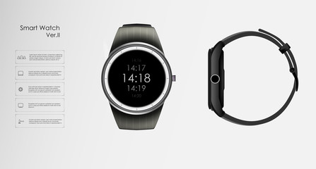 Poster - Vector realistic illustration of concept smart watch, technology functions and template text. Smart watch vector illustration.