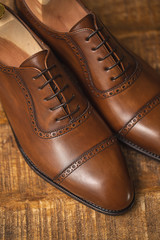 pair of brown shoes