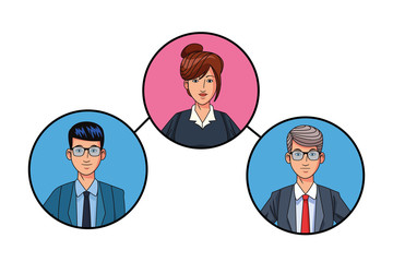 Wall Mural - group of business people avatar profile picture in round icon