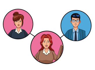 Wall Mural - group of business people avatar profile picture in round icon