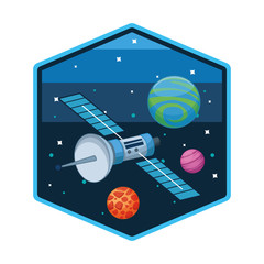 Sticker - Satellite in the space scenery