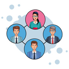 Wall Mural - group of business people avatar profile picture in round icon