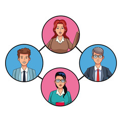 Wall Mural - group of business people avatar profile picture in round icon