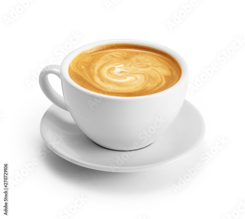 Photographie Cup of coffee latte isolated on white backgroud with clipping path