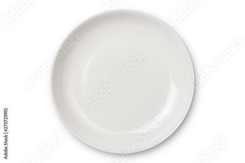 Fotomural Empty ceramic round plate isolated on white background