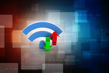 Poster - 3d illustration WiFi symbol upload download arrow