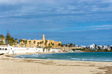 Waterfront of the  Al Qurayyah Beach in Monastir, Tunisia