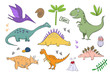 big Set with dinosaurs - illustrations of dinosaurs in the style of cartoon