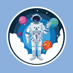 Canvas Print - Astronaut in the galaxy cartoon round icon