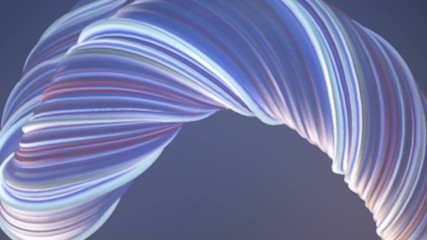 Poster - Blue colored twisted shape motion graphics background. Computer generated abstract geometric 3D render loop animation. HD resolution.