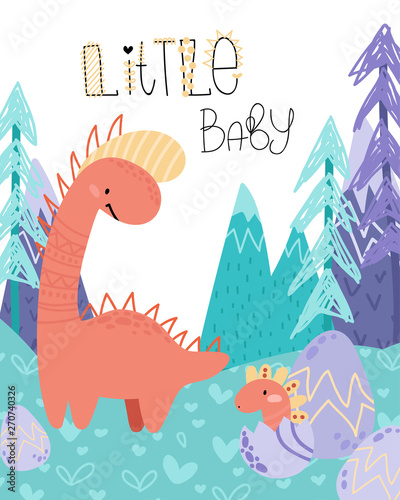 Cute Childish Hand Drawing Prehistoric Period Vector