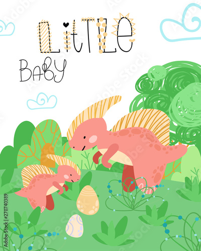 Cute Childish Hand Drawing Prehistoric Period Vector