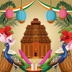 Wall Mural - India national monument tourism card