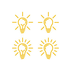 Poster - Light bulb set icon vector on white background. Lightbulb solution idea and creativity symbol