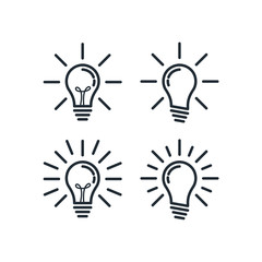 Aufkleber - Light bulb set icon vector on white background. Lightbulb solution idea and creativity symbol