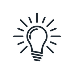 Light bulb icon vector on white background. Lightbulb solution idea and creativity symbol