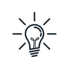 Poster - Light bulb icon vector on white background. Lightbulb solution idea and creativity symbol
