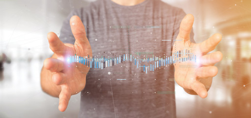 Poster - man holding a business stock exchange trading data information