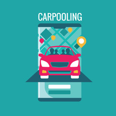 Group of People in Joint Travel with Carpooling and Registration Carpool Mobile Application