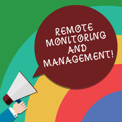 Poster - handwriting text remote monitoring and management. concept meaning long distance monitor data analys