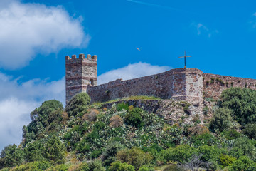 Poster - Malaspina Castle, Bosa, province of Oristano, a picturesque village of ancient origins, Sardinia, Italy.