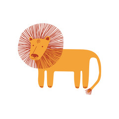 Sticker - Cute Lion, Design Element Can Be Used for T-shirt Print, Poster, Card, Label, Badge Vector Illustration