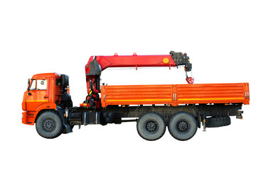 Wall Mural - orange truck with crane