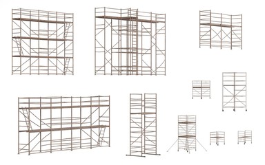 Sticker - Realistic 3D Render of Metal Scaffoldings Set