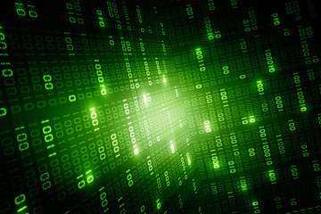 2d illustration abstract digital binary data on computer screen