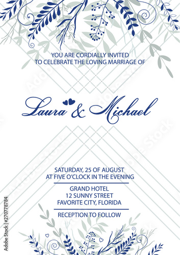 Wedding invitation. Card, template for the invitation. Delicate background of...