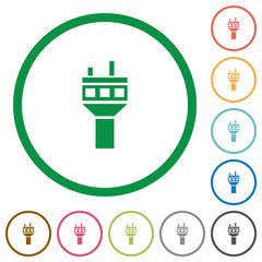 Wall Mural - Air control tower flat icons with outlines